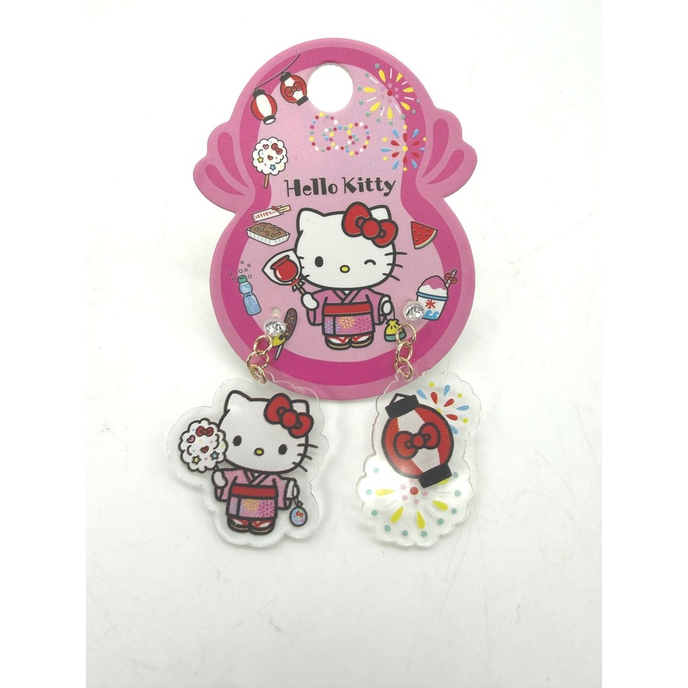 Sanrio Hello Kitty Japan Exclusive Summer Festival Kimono Acrylic Drop Earrings